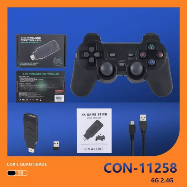 CONTROLE GAME RETRO 4K 2.4G INOVA CO-11258