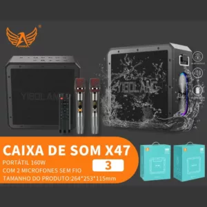 Caixa de SOM Bluetooth C/ 2 Microfones sem FIO Altomex X47