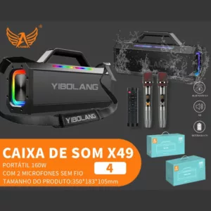 Caixa de SOM Bluetooth C/2 Microfones sem FIO Altomex X49