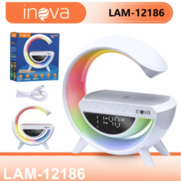 Caixa de Som LED e relógio  Lam-12186