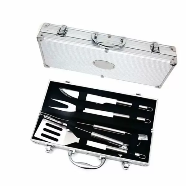 KIT Churrasco 4 Peças em AÇO Inox Mais Maleta em Alumínio Ca12102 Casita