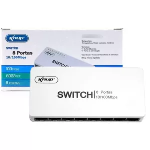 Switch HUB de Rede 8 Portas Rj-45 10/100mbps Knup Kp-e08b